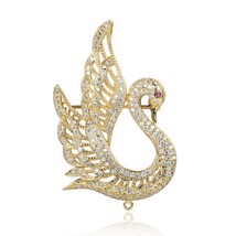Luxurious Graceful Swan Brooch With Clear Zircon For Women Crystal Clothes Decor - £19.30 GBP