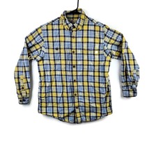 Duluth Trading Co Yellow Blue Plaid Long Sleeve Button Down Shirt Trim F... - £19.42 GBP