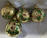 vintage Holly candle Christmas Tree Ornaments Set of 4 - $19.75