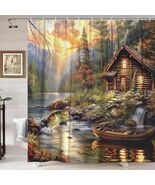 Cabin Lodge Bass Stream Forestry Fabric Shower Curtain, Modern Rustic, 7... - $361.24 MXN