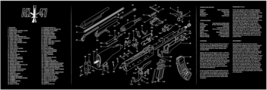 Gun Cleaning Rubber Gunsmith Mat Rifle with AK47 Diagram Instruction 12&quot; x 36&quot; - £19.09 GBP