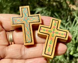 2 pièces pendentif croix en bois, serrurier en bois Jésus-Christ fait ma... - $13.93