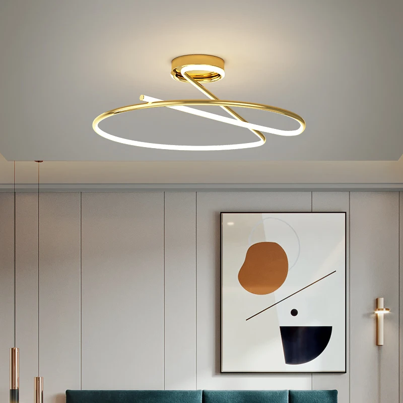 Modern Minimalist Line Led Chandeliers Creative Heart-shaped Bedroom Ceiling - £71.82 GBP+