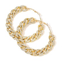 Lifefontier Fashion Oversized Big Hoop Earrings For Women Shiny Rhinestone Large - £8.11 GBP
