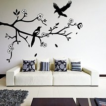 ( 79&#39;&#39; x 60&#39;&#39;) Vinyl Wall Decal Tree Branch with Falling Leafs, Birds and White  - £113.58 GBP