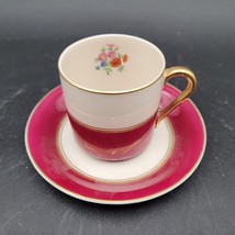 Vintage Arabia Finland Suomi Demitasse Cups with Saucers Burgundy Red Wine - £15.79 GBP