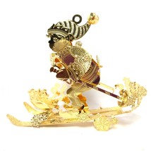 2002 Skier's Delight Danbury Mint Christmas Ornament Gold Plated Collection - £23.19 GBP