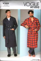 Vogue V1855 Mens 34 to 40 Bath Robe and Belt Uncut Sewing Pattern - $23.14