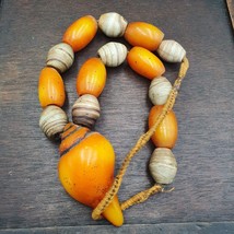 Moroccan Berber Handcrafted Resin Amber Vintage Jewelry African Necklace - £87.00 GBP