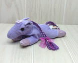Unipak plush purple horse lying down braided mane bows sparkle feet hooves - $7.27