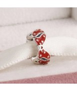 925 Sterling Silver Disney Minnie&#39;s Bows Spacer Charm Red Enamel Moments... - £9.59 GBP