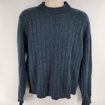 Puritan 100% Wool Vintage Men&#39;s Sweater Size L Blue Made In USA - £27.29 GBP