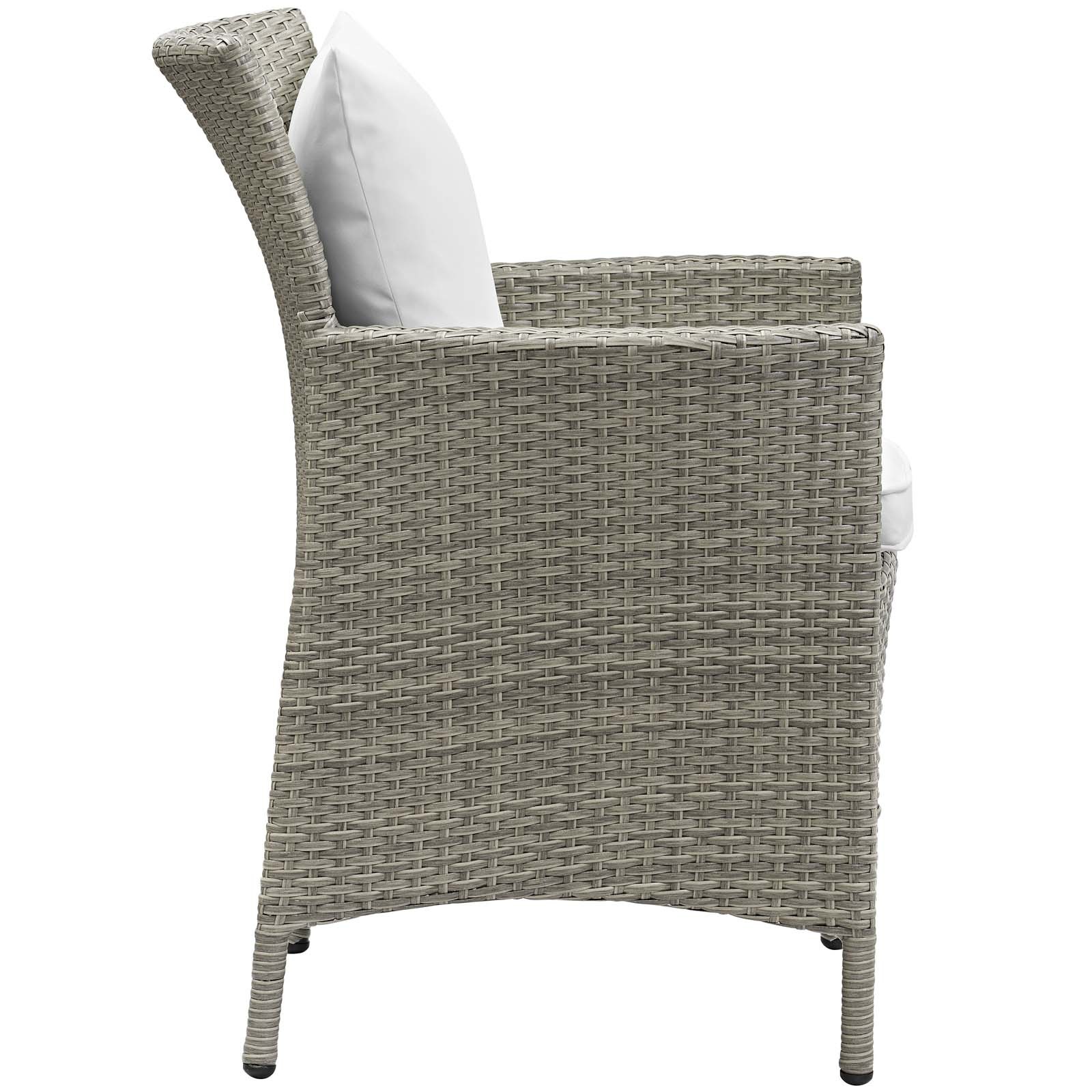Conduit Outdoor Patio Wicker Rattan Dining Armchair Light Gray White EEI-2802-LG