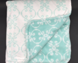 Just Born Baby Blanket Filigree Reversible Aqua White Swirl Trellis - $21.99