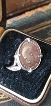 Antique Vintage Coin Signet Ring Hallmarked Silver 1913, Size UK N, US 7 - £69.00 GBP