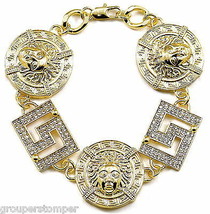Egyptian Bracelet New 3 Pendant 2 Rectangle 9.25 Inch 10mm Link Style  - £16.06 GBP