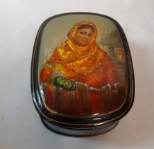 Fedoskino Russian Lacquer Box Woman Hand Painted USSR Russian Gilded - £191.84 GBP