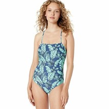 Women&#39;s Hot Water Green/Blue Tropical Leaves One Piece Swimsuit Size S - $14.99
