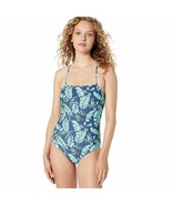 Women's Hot Water Green/Blue Tropical Leaves One Piece Swimsuit Size S - $14.99
