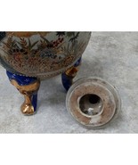 Collectible Urn WIth Lid Ceramic Multicolor Gold Floral Glazed Feet 10 I... - €41,37 EUR