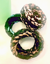SET OF 3 HANDMADE CUFFS - BLACK WITH PINK, BLUE &amp; TAN RIBBON ENTWINED AP... - $11.88