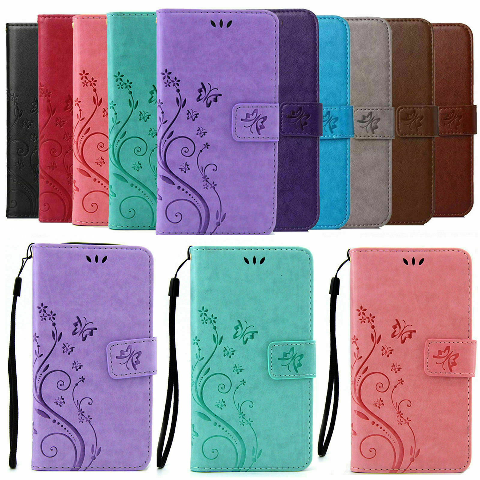 Leather Wallet Butterfly Case Cover For iPhone 12 Mini 11 Pro XS Max XR 8