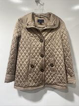 Jones New York Signature Womens Beige Quilted w/Brown Button Snaps Jacke... - $616.16 MXN