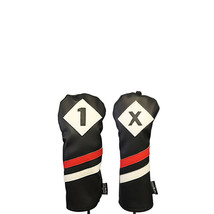 Majek Retro Golf 1 X Driver Fairway Wood Headcover Black Red White Leather Style - £21.40 GBP