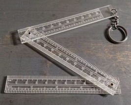 Vintage Acrylic Clear Expandable Ruler Keychain 12&#39;&#39; Inches Millimeters - $12.20