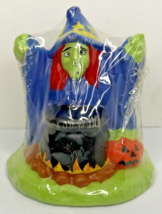 Vintage Halloween Spooky Witch &amp; Cauldron Candle New in Packaging 4&quot; SKU H450 - £19.66 GBP