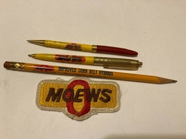 VTG MOEWS SEED CORN EMBROIDERED PATCH PENCIL &amp; PEN LOT - £15.54 GBP
