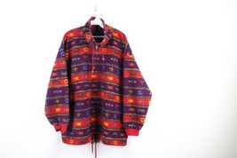 Vintage 90s Streetwear Womens 3XL Southwestern Half Zip Fleece Pullover Sweater - £35.48 GBP