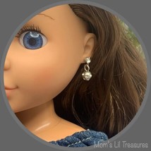 Silver Rhinestone Accented Ball Dangle Earrings • 14 Inch Doll Jewelry - £5.50 GBP