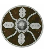 Médiéval Larp Wood &amp; Steel Viking Round shield Armor Templar Shield Gift - £102.08 GBP