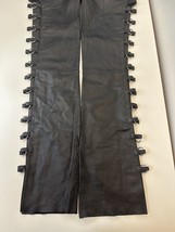 Vintage Leather Pants Womens 4 Black Wilsons Maxima Flare Biker Buckle Lace y2k - £70.97 GBP