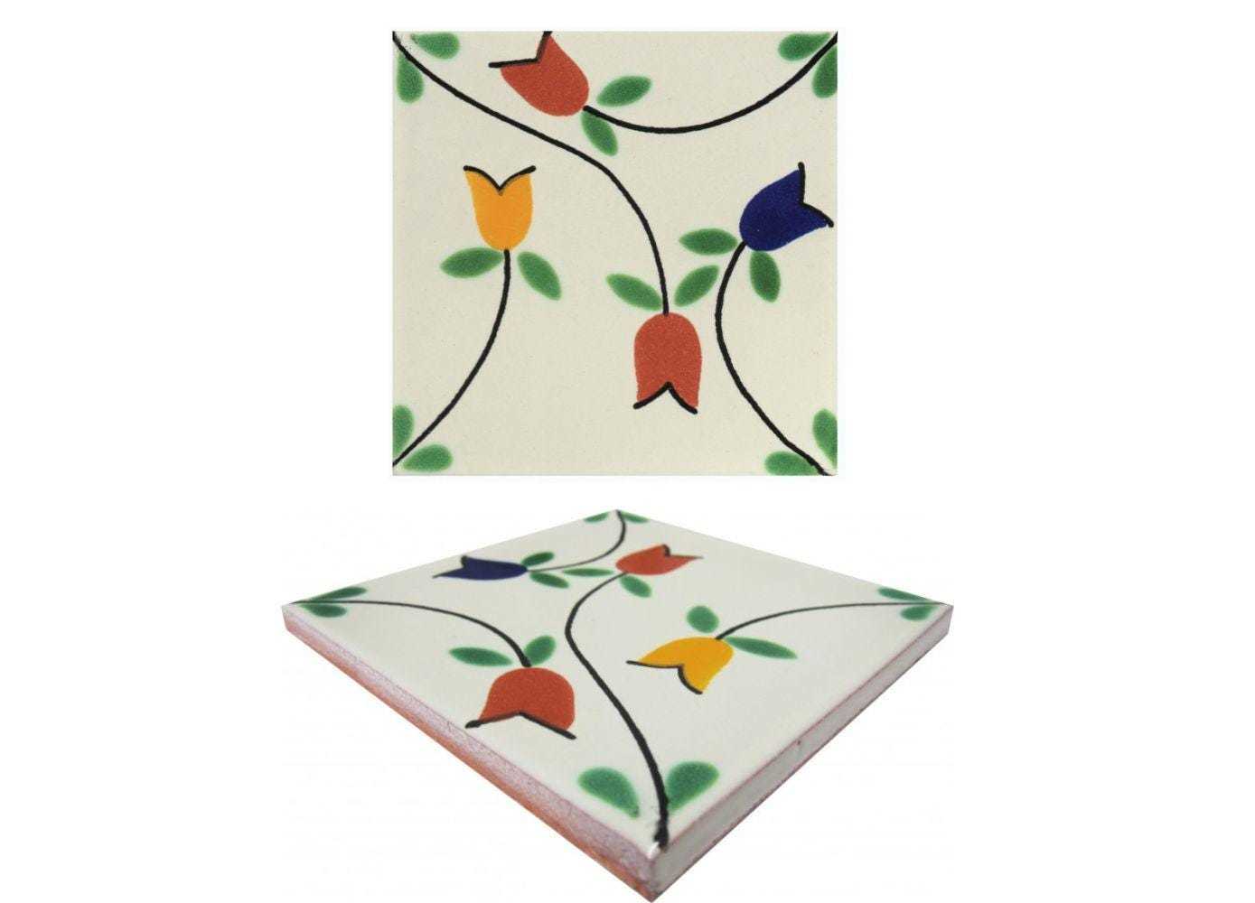 Mexican Talavera Ceramic Tiles Talavera Handcrafted - Flowers5  -  (you ... - $199.00