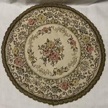 Muylle Belgium Tapestry Round Embroidered Floral Design Doily - $19.79