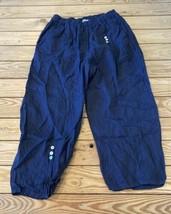 C Valentyne Women’s Linen Button detail pants size L Navy Ee - $19.79