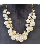 Womens Chunky White Faux Pearl Cluster Bib Necklace Jewelry with Lobster... - $37.91 CAD