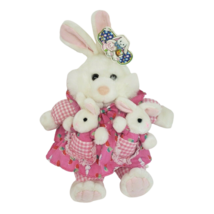 Vintage Kuddle Me Toys Kellytoy Bunny Rabbit W 2 Babies Stuffed Animal Plush Tag - £37.16 GBP
