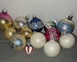 Vintage Lot of  13 Glass Christmas Ornaments Round Glitter Mica Balls Mu... - $25.00