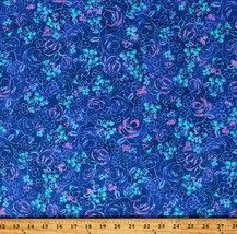 Cotton Flowers Floral Bloomburst Cobalt Blue Fabric Print by the Yard D138.10 - £11.15 GBP