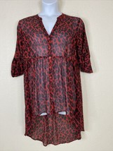 Torrid Womens Plus Size 0 (0X) Sheer Red Animal Print Button Up Blouse H... - $14.90