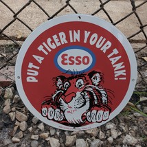 Vintage 1972 Esso 'Put A Tiger In Your Tank' Gasoline Porcelain Gas & Oil Sign - £97.89 GBP