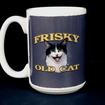 Coffee Mug Frisky Old Cat Ceramic 15 Ounce Over The Hill New - £16.09 GBP