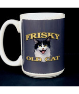 Coffee Mug Frisky Old Cat Ceramic 15 Ounce Over The Hill New - £15.86 GBP