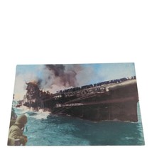 Postcard The U.S.S. Franklin CV-13 Military Navy Disaster Card Chrome Un... - $89.48 MXN