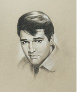 Elvis Presley Portrait Original Charcoal Drawing Unframed Signed Talbot - $55.00