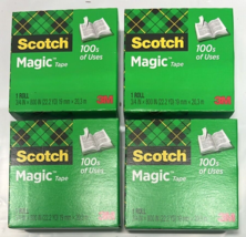 Scotch Magic Tape Refill 4 Rolls (3/4&quot; x 800&quot; Per Roll) Matte Photo Safe - £11.95 GBP