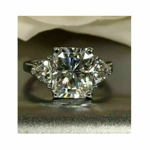 3.30Ct White Radiant Cut Three Diamond Simulated Engagement Ring 14k white Gold - £219.48 GBP